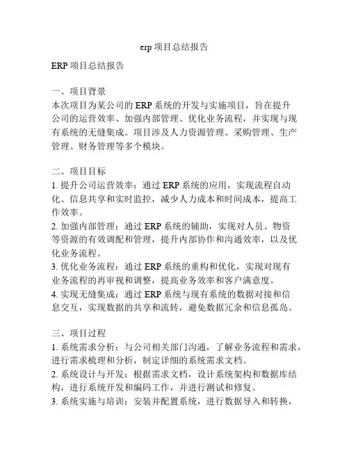 erp项目总结报告