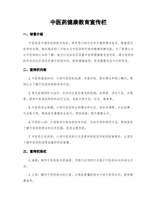 中医药健康教育宣传栏