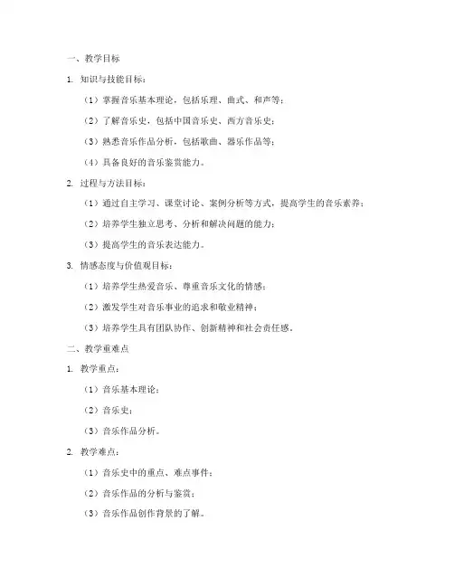 音乐考编笔试教案范文模板