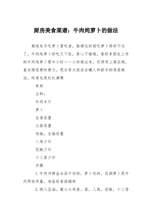 厨房美食菜谱：牛肉炖萝卜的做法_0