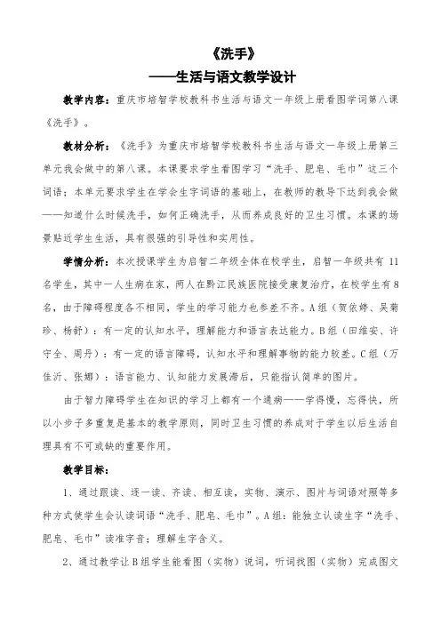 《洗手》生活与语文教案设计