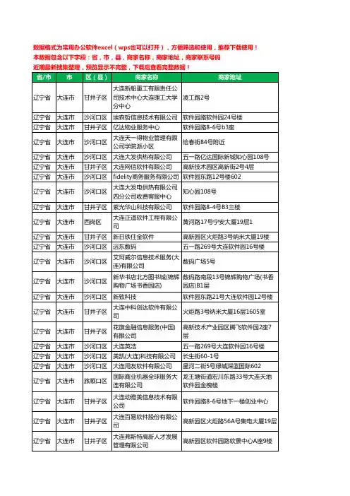 2020新版辽宁省大连市软件有限公司工商企业公司商家名录名单黄页联系电话号码地址大全303家