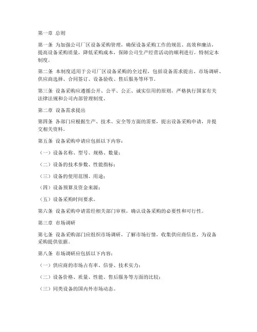 公司厂区设备采购管理制度