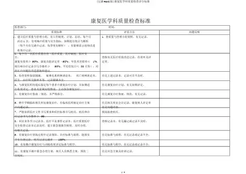 (完整word版)康复医学科质量检查评分标准