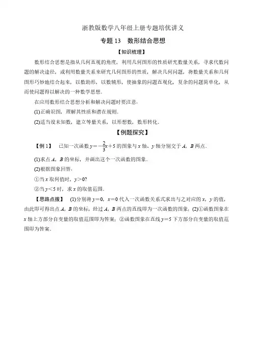 浙教版数学八年级上册专题培优讲义《专题13 数形结合思想》