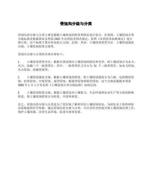侵蚀沟分级与分类