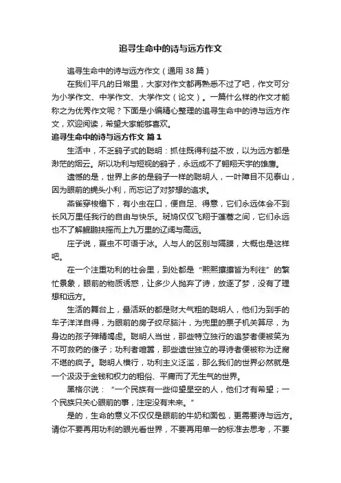 追寻生命中的诗与远方作文