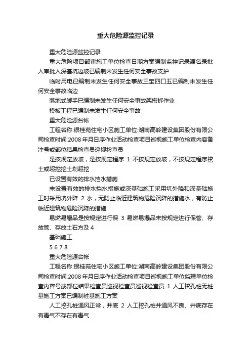 重大危险源监控记录
