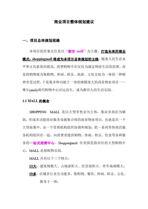 商业项目整体规划建议报告