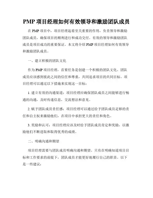 PMP项目经理如何有效领导和激励团队成员