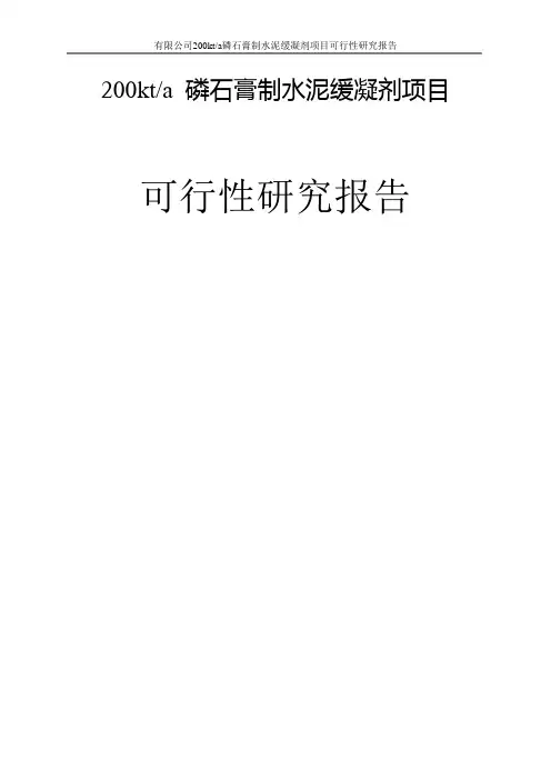 磷石膏制取水泥缓凝剂可研报告
