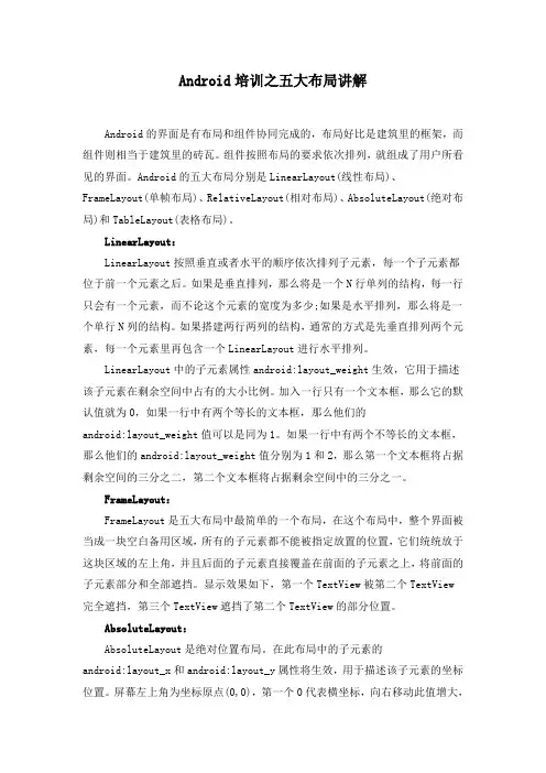 Android培训之五大布局讲解