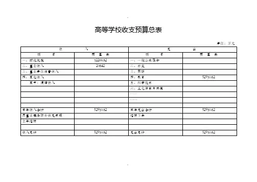 高等学校收支预算总表