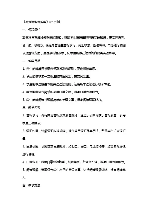 《英语微型课教案》