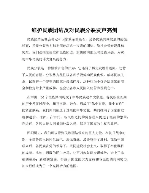 维护民族团结反对民族分裂发声亮剑