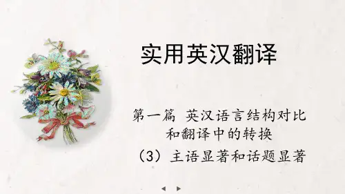 英汉互译简明教程(第二版)课件3 第一篇 主语显著和话题显著