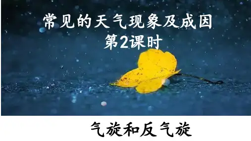 3.1.2 常见的天气现象及成因(气旋、反气旋和锋面气旋)(课件)-2024-2025学年高二地理同