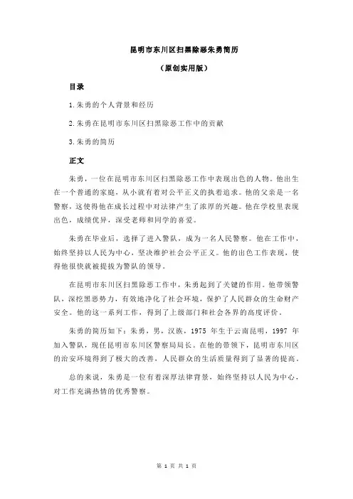 昆明市东川区扫黑除恶朱勇简历
