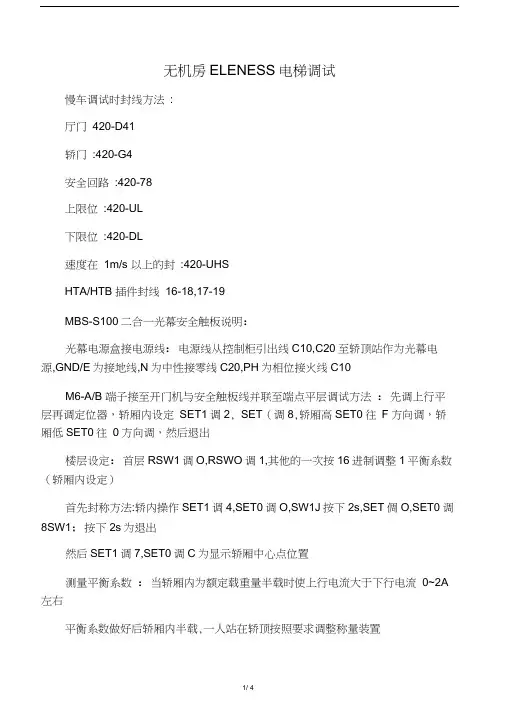 三菱无机房ELENESSA电梯调试