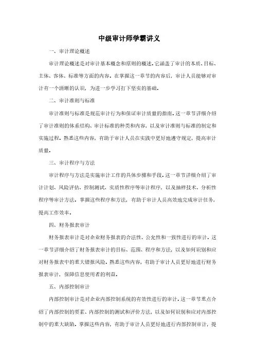 中级审计师学霸讲义pdf