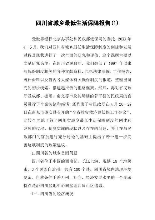 四川省城乡最低生活保障报告(1)