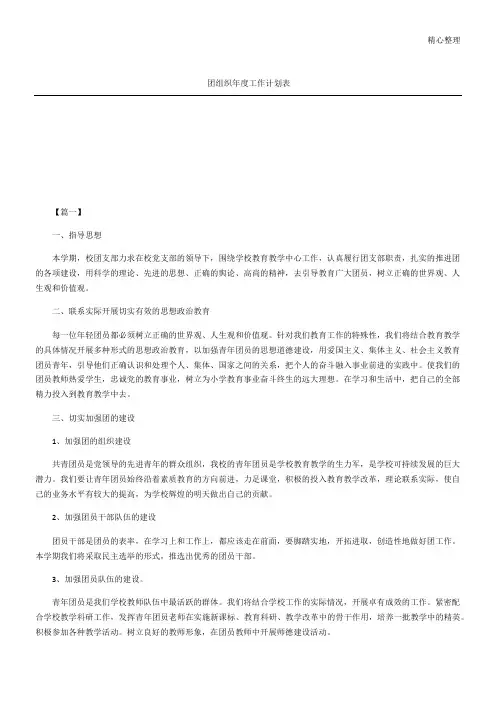 团组织年度工作计划表