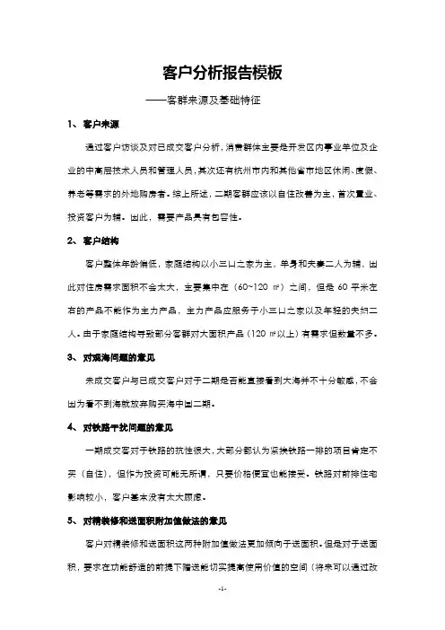 客户分析报告模板