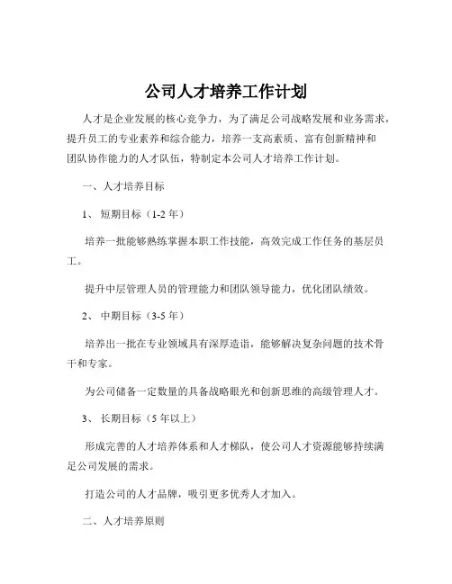 公司人才培养工作计划