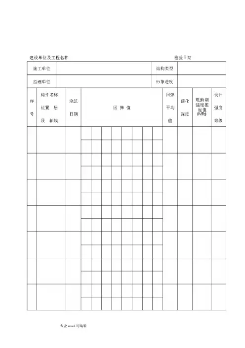 混凝土工程结构实体检验记录表
