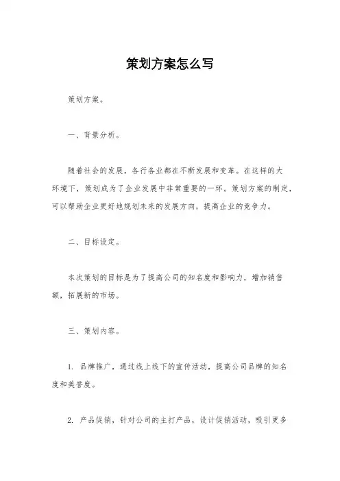 策划方案怎么写