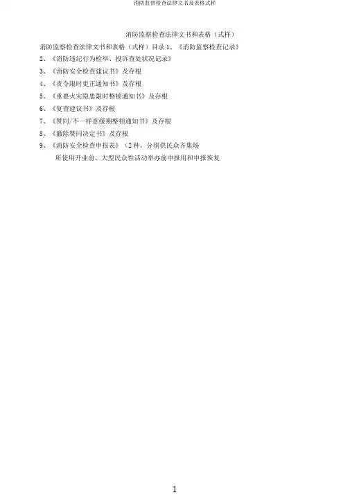消防监督检查法律文书及表格式样