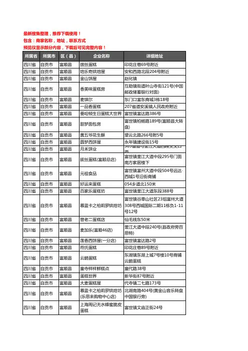 新版四川省自贡市富顺县蛋糕房企业公司商家户名录单联系方式地址大全91家