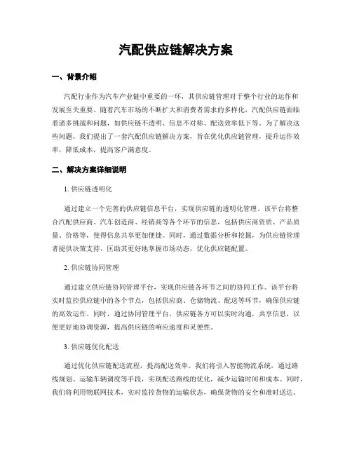 汽配供应链解决方案