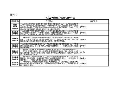 xxxx党支部分类定级自评表(样板)