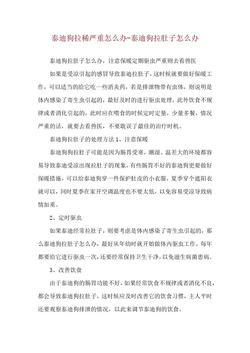 泰迪狗拉稀严重怎么办-泰迪狗拉肚子怎么办