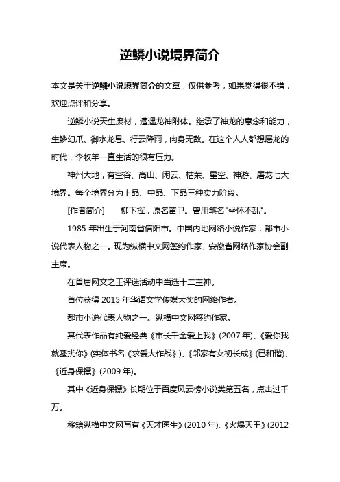 逆鳞小说境界简介