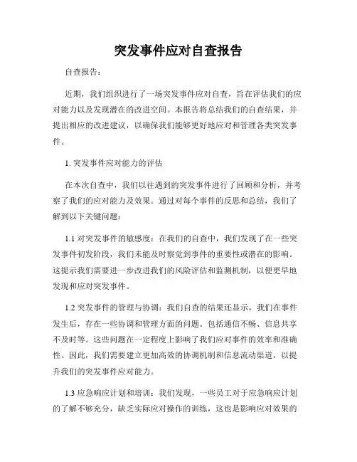 突发事件应对自查报告