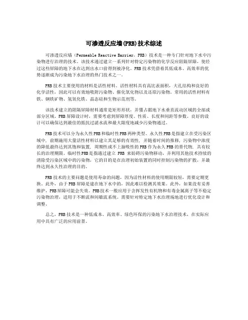 可渗透反应墙(PRB)技术综述