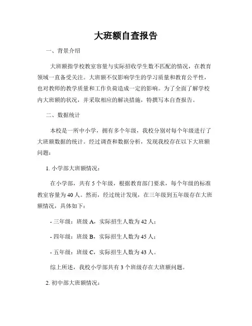 大班额自查报告