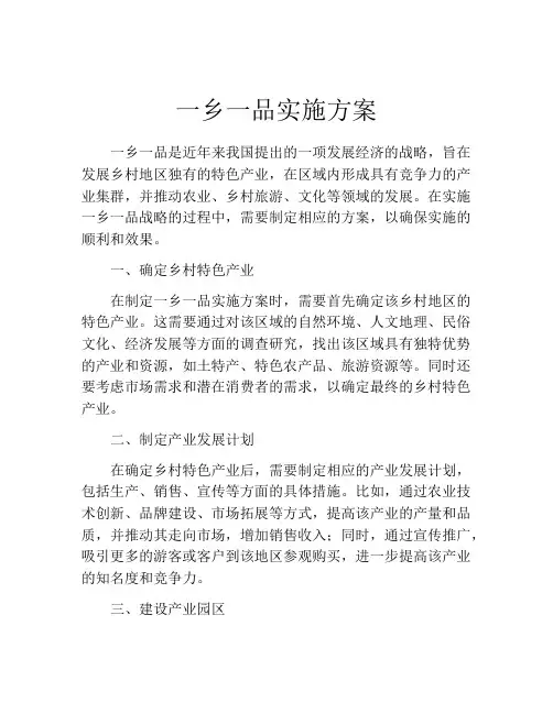 一乡一品实施方案