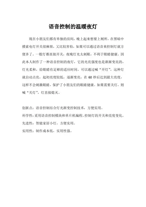 青少年科技创新大赛创新发明作品《语音控制的温暖夜灯》