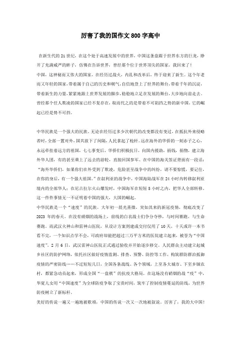 厉害了我的国作文800字高中