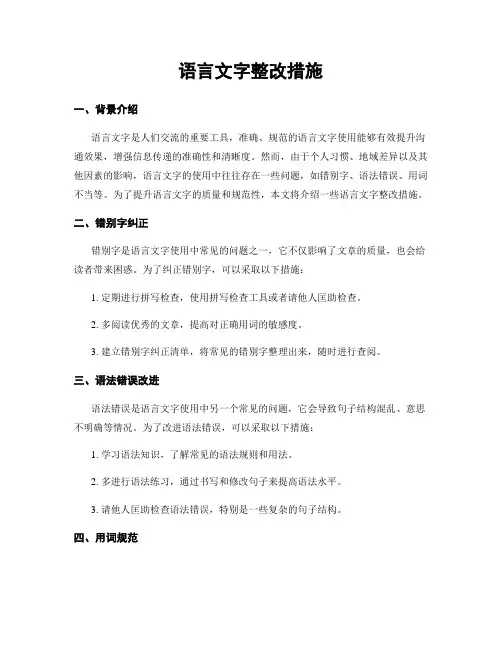 语言文字整改措施