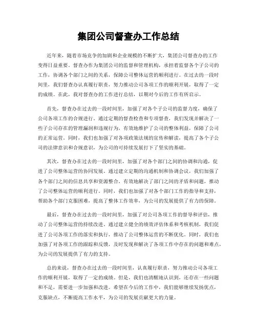 集团公司督查办工作总结