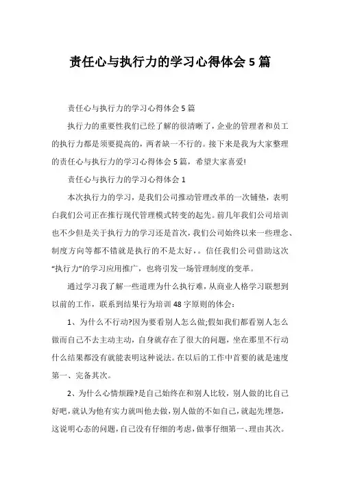 责任心与执行力的学习心得体会