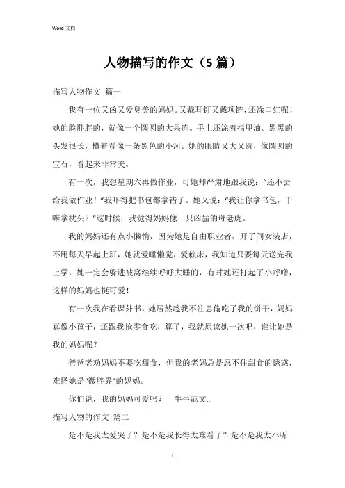 人物描写的作文(5篇)