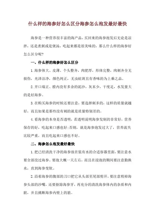 什么样的海参好怎么区分 海参怎么泡发最好最快