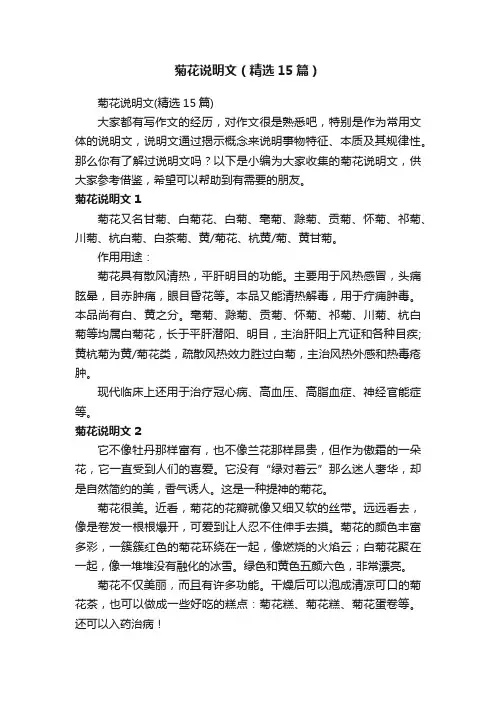 菊花说明文（精选15篇）