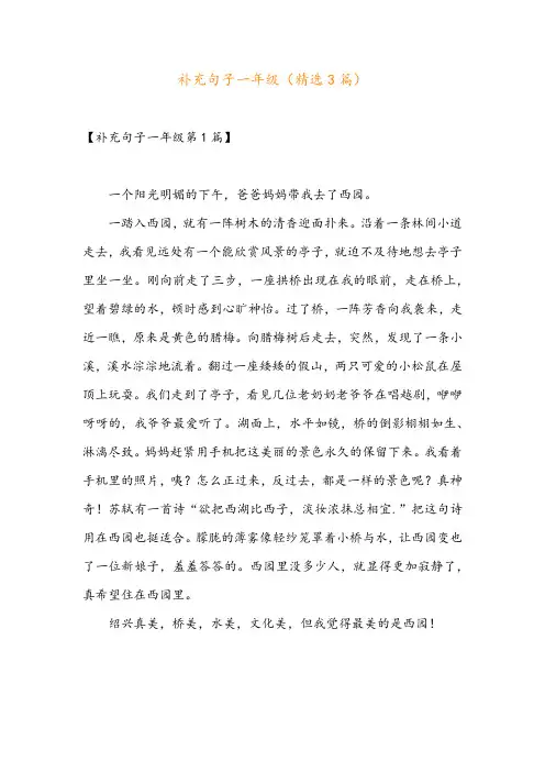 补充句子一年级(精选3篇)