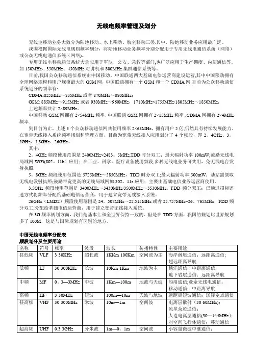 无线电频率管理及划分